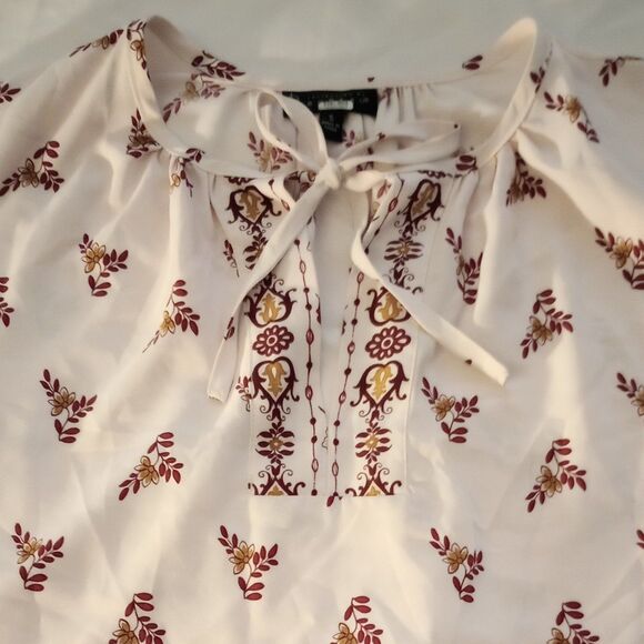 Boreau Pink Floral Puff Sleeve Peasant Top sz S Womens - Picture 4 of 7